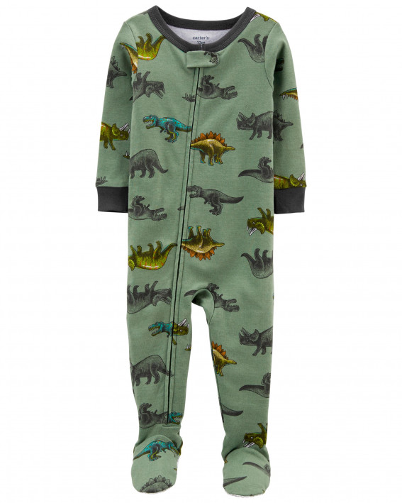 1-Piece Dinosaur 100% Snug Fit Cotton Footie PJs