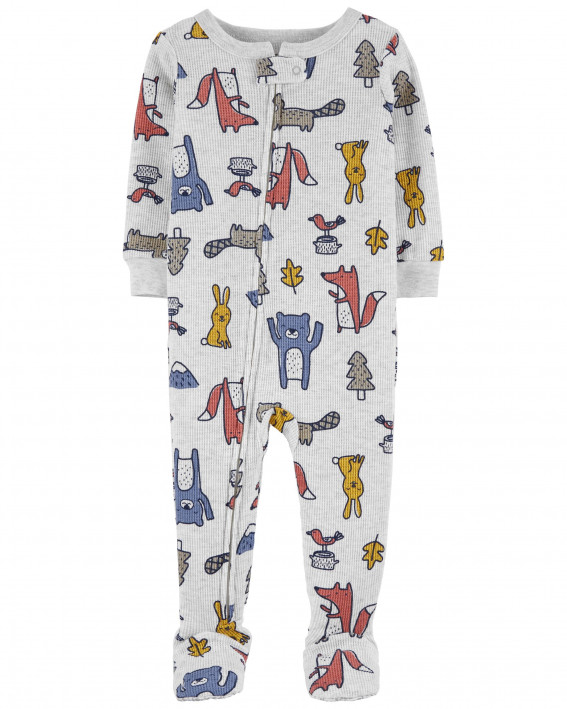 Цельные пижамы из 100% хлопка плотного кроя с животными Heyvanlar 100% Snug Fit Pambıq
