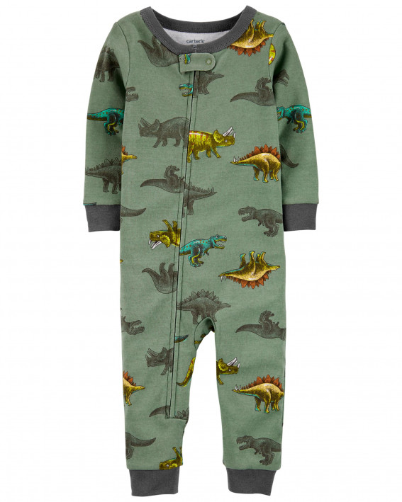 Пижамы-фути из 100% хлопка плотного кроя с динозавром Dinozavr 100% Snug Fit Cotton