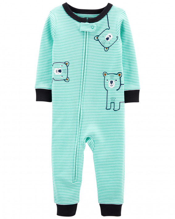 1-Piece Striped 100% Snug Fit Cotton PJs