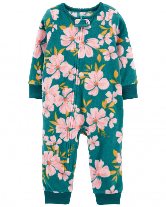 1-Piece Olive Fleece Footie PJs
