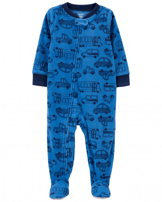 1-Piece Cars Fleece Footie PJs
