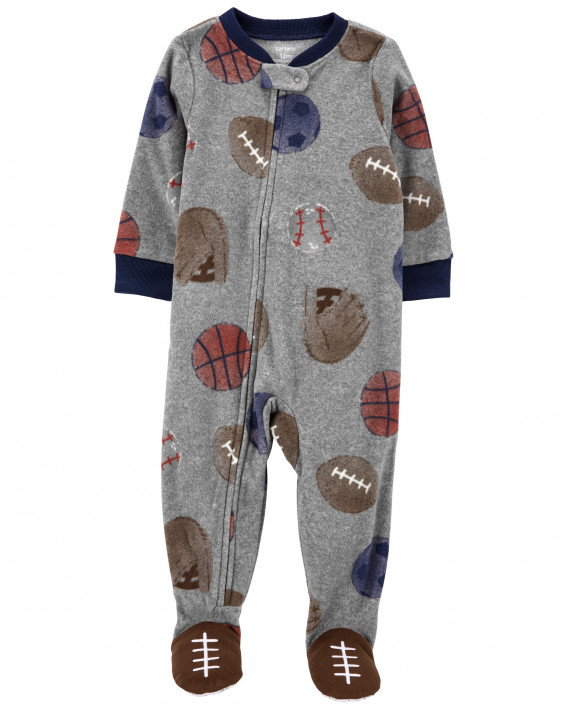 1-Piece Sports Fleece Footie PJs