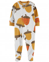1-Piece Acorn Fleece Footie PJs