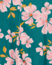 1-Piece Floral Fleece Footie PJs