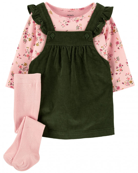 3-Piece Floral Tee & Jumper Set