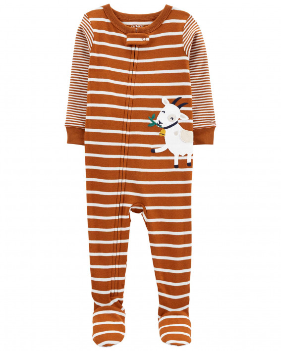 1-Piece Goat 100% Snug Fit Cotton Footie PJs