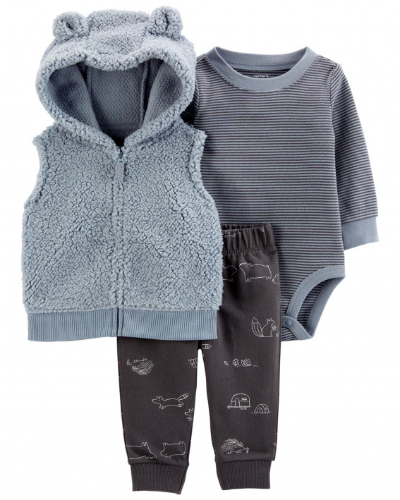3-Piece Sherpa Vest Set