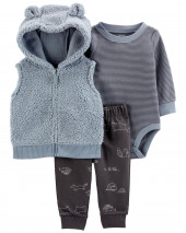 3-Piece Sherpa Vest Set