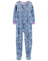 Piece Floral Fleece Footie PJs