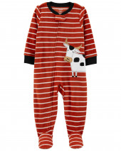 1-Piece Cow Fleece Footie PJs