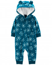 Zip-Up Hooded Fleece Jumpsuit