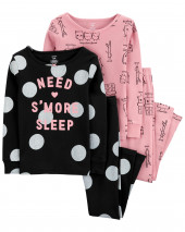 4-Piece S'mores 100% Snug Fit Cotton PJs