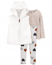 3-Piece Fuzzy Vest Set
