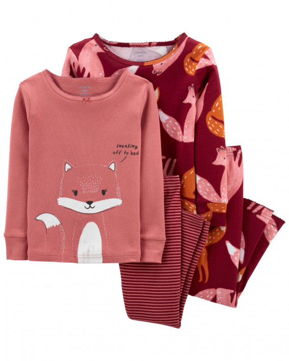 4-Piece Fox 100% Snug Fit Cotton PJs