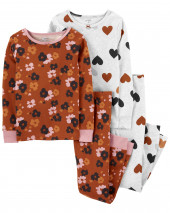 4-Piece Floral Heart 100% Snug Fit Cotton PJs
