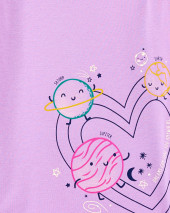 4-Piece Space Hearts 100% Snug Fit Cotton PJs