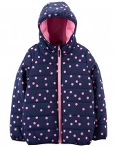 Polka Dot Packable Lightweight Puffer Jacket