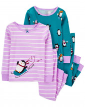4-Piece Penguin 100% Snug Fit Cotton PJs