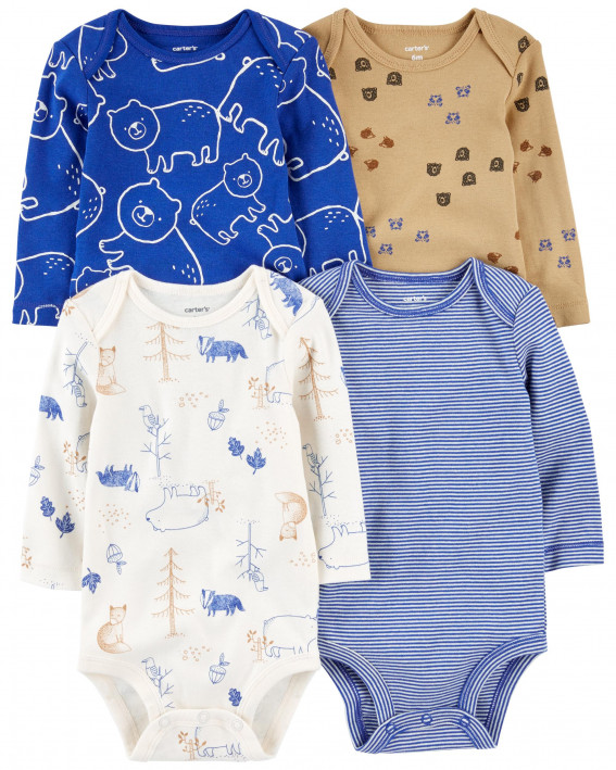 Bear 4-Pack Long-Sleeve Bodysuits