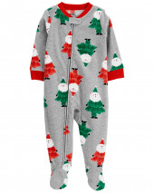 Baby 1-Piece Santa Fleece Footie PJs