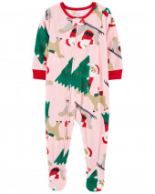 Toddler 1-Piece Santa Fleece Footie PJs
