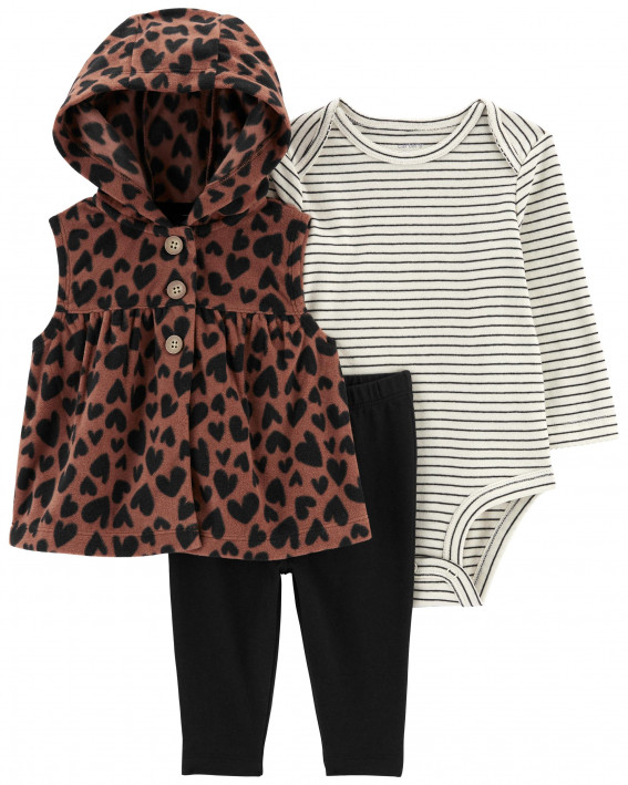 Baby 3-Piece Heart Little Vest Set