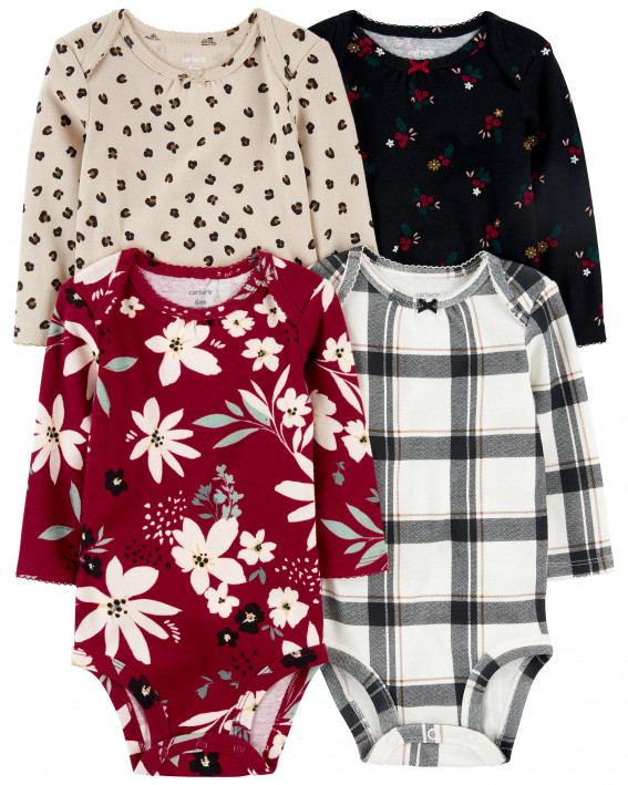 Baby 4-Pack Holiday Long-Sleeve Bodysuits
