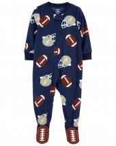 Baby 1-Piece Football Fleece Footie PJs