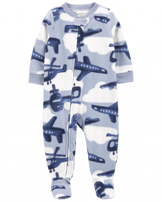 Toddler 1-Piece Airplane Fleece Footie PJs