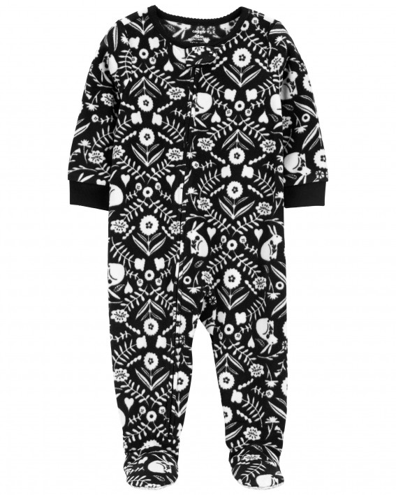 Baby 1-Piece Floral Fleece Footie PJs