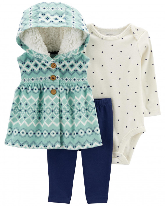 Green Baby 3-Piece Little Vest Set