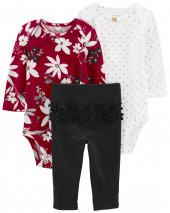 Red/White Baby 3-Piece Floral Little Character Set