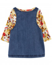 Jeans Baby 3-Piece Floral Tee & Denim Jumper