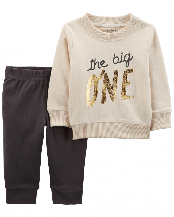 Ivory/Black Baby 2-Piece 1st Birthday Outfit