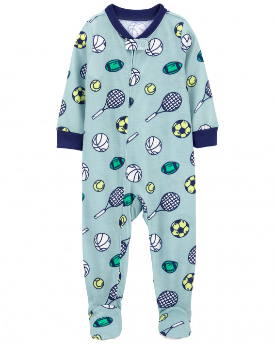 Blue Baby 1-Piece Sports Loose Fit Footie PJs