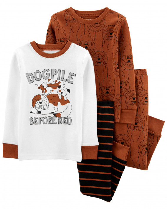 Toddler 4-Piece Dog 100% Snug Fit Cotton PJs